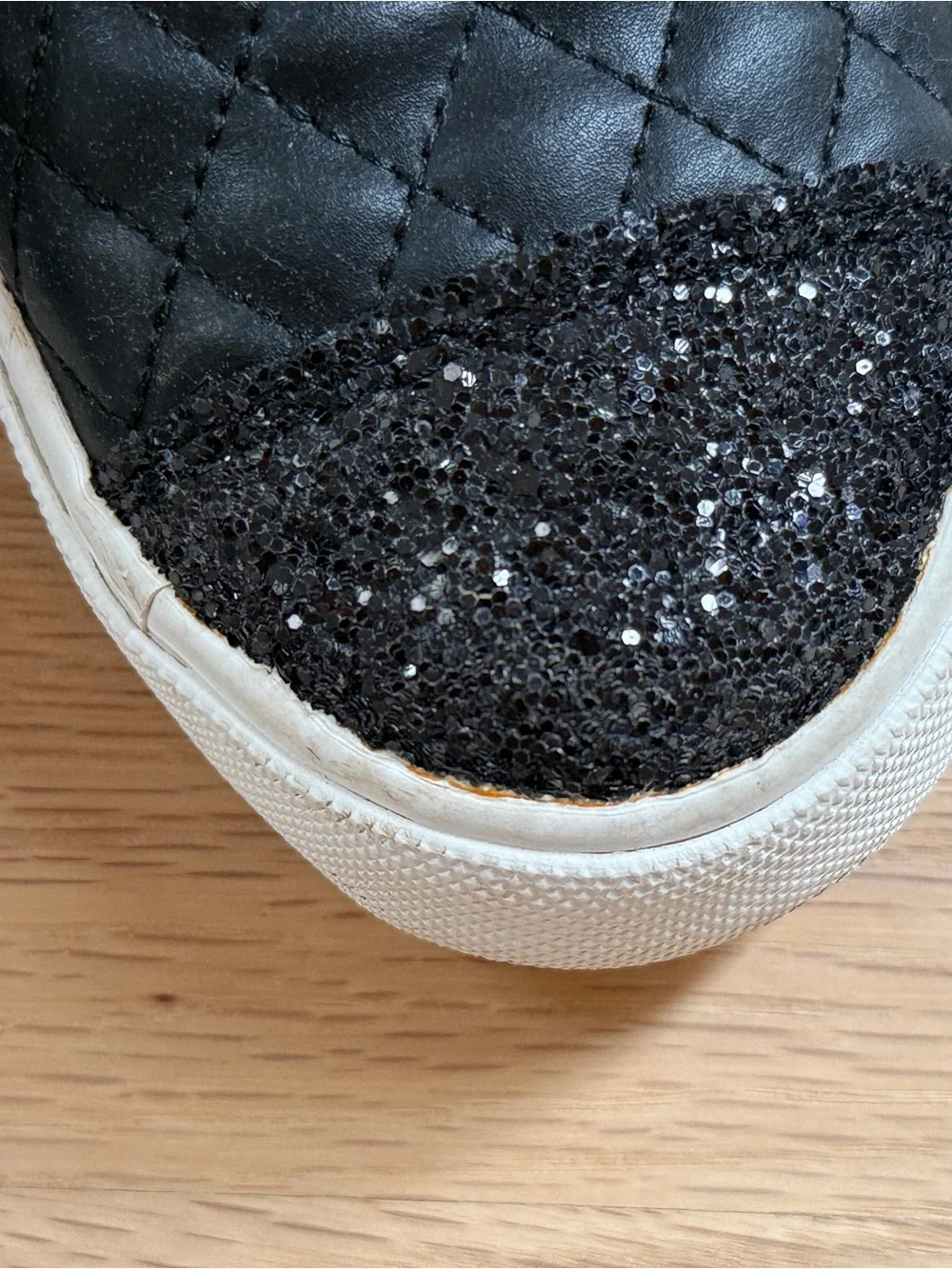 Girls Glitter Quilted Slip On Sneakers - Black , Children’s Place, size 1y